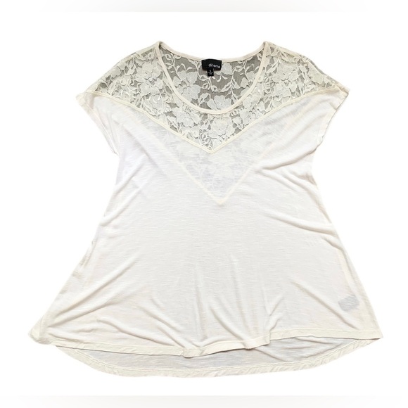 Aritzia Dilemma Lace T-Shirt Blouse Top Short sleeve Ivory Cream Flowy Size S - Picture 4 of 13